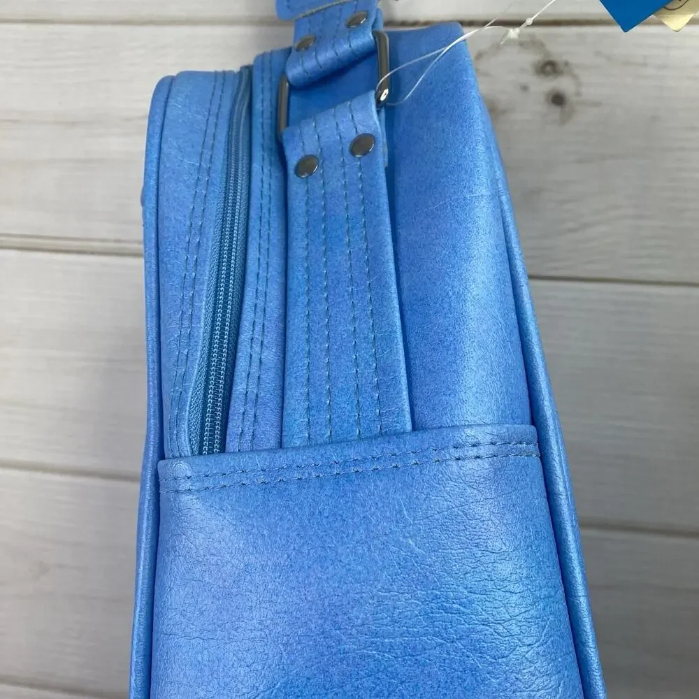 RETRO Vtg Samsonite Silhouette Weekender Bag Luggage Blue/Tan Shoulder Tote NOS